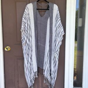 Steve Madden Monochrome Striped Poncho